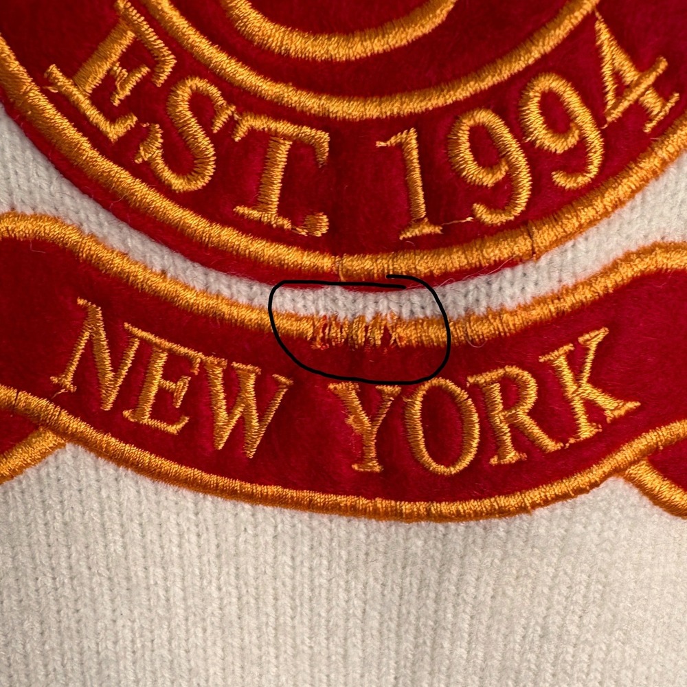 Sporty & Rich NY Crest Knitted Sweater, Ecru, Large, Embroidered Logo, Luxury - Picture 10 of 10